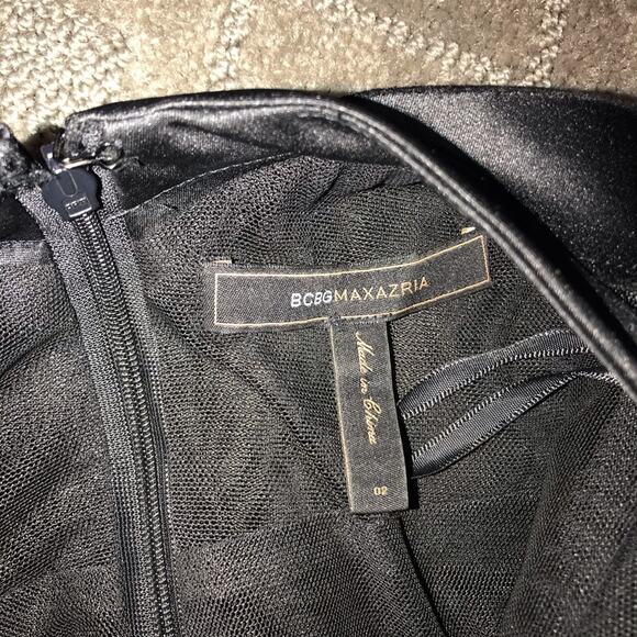 BCBGMaxAzria Satin Halter Tiered Dress Black 2 - Picture 7 of 7